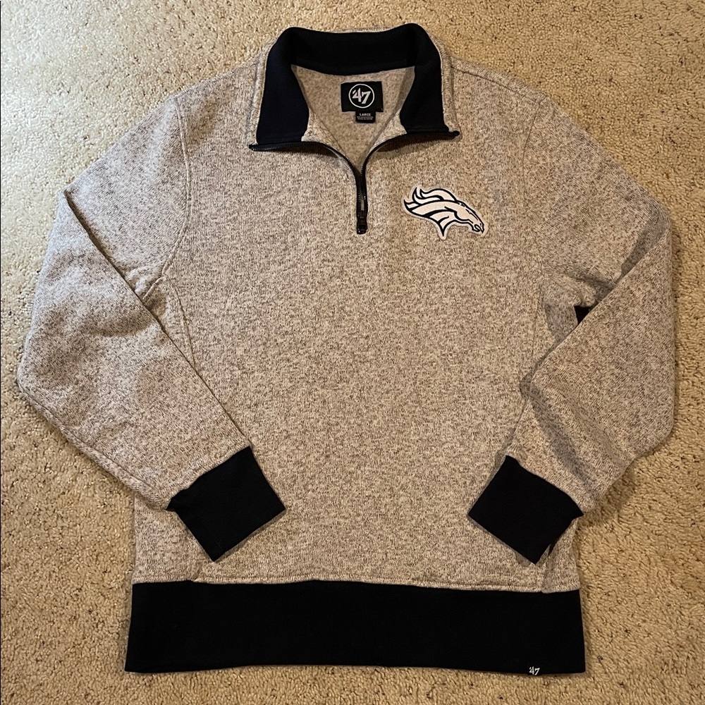 DENVER BRONCO QUARTER ZIP UP 47 BRAND SZ L